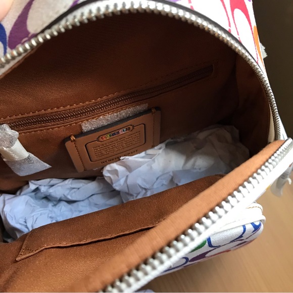 🌈 Coach Mini Court Backpack In Rainbow Signature Canvas - Picture 10 of 12